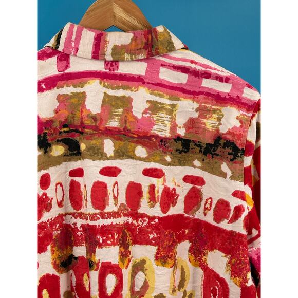 Choices Weekend‎ Career Women's Large White Floral 5-Button 3/4 Sleeve Jacket - Picture 8 of 10